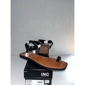 INC Women's Remmie Black Patent Comfort Ankle Strap Gladiator Sandals Sz 7M
